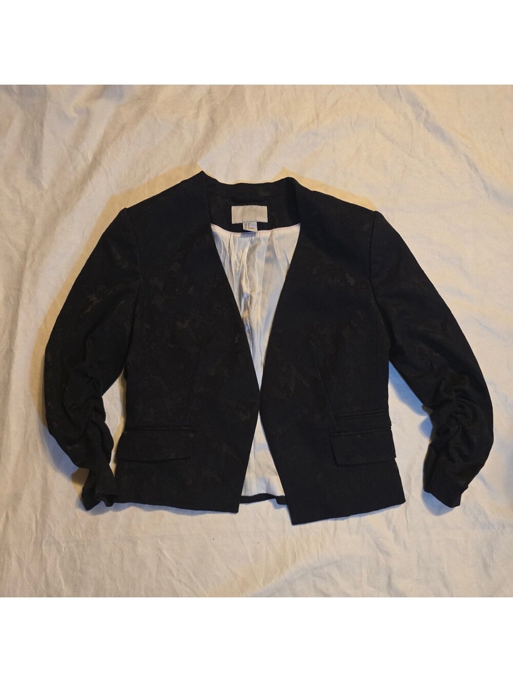 H&M Women's Black Jacquard Blazer Jacket Size 8 US / 38 EU